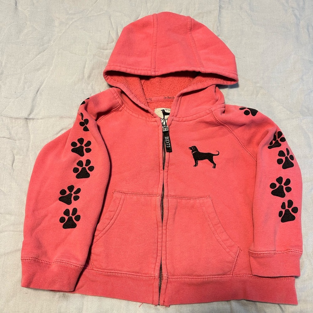 The Black Dog Coral Hoodie with Black Paw Prints